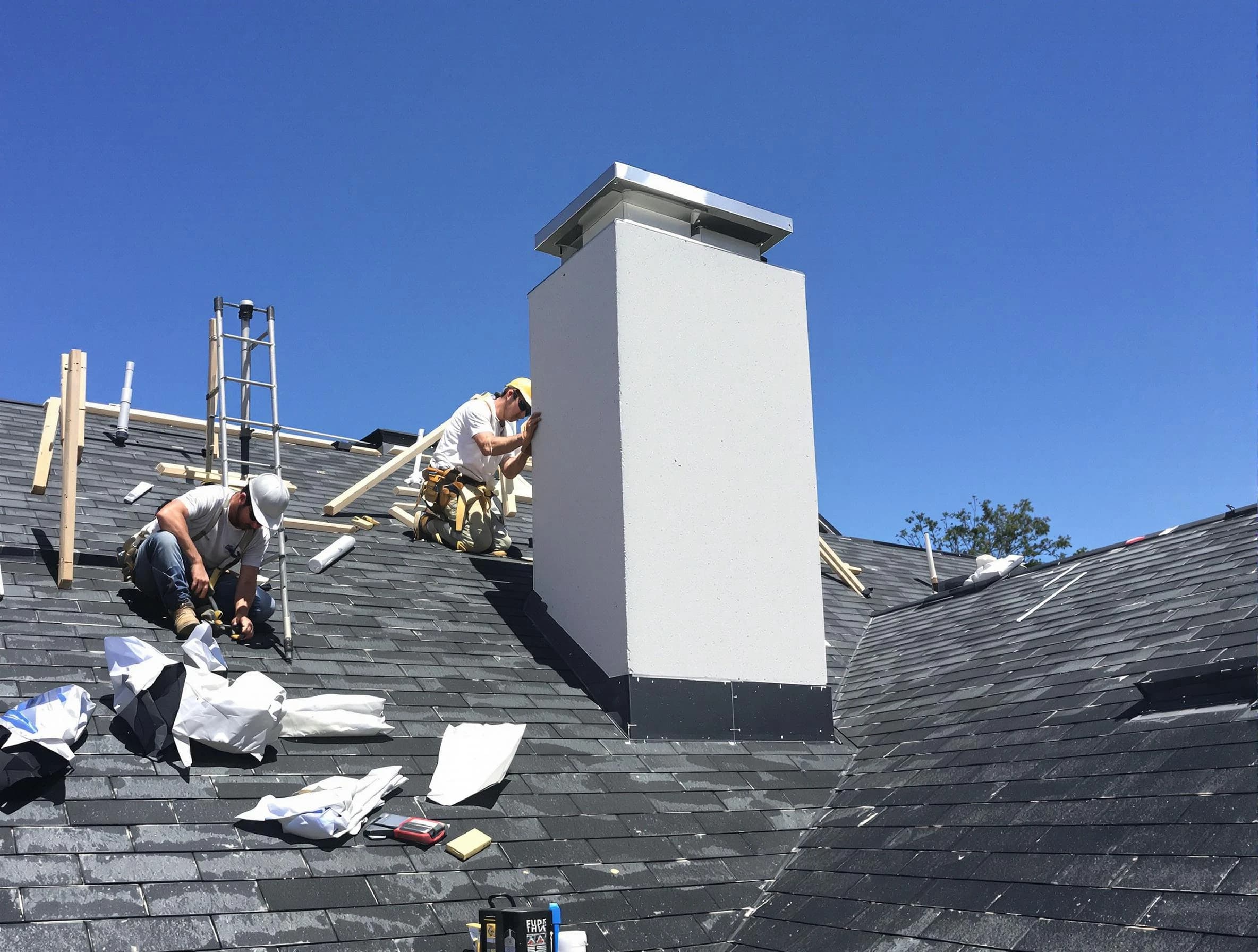 Longmont Chimney Sweep crew installing a new chimney in Longmont, CO