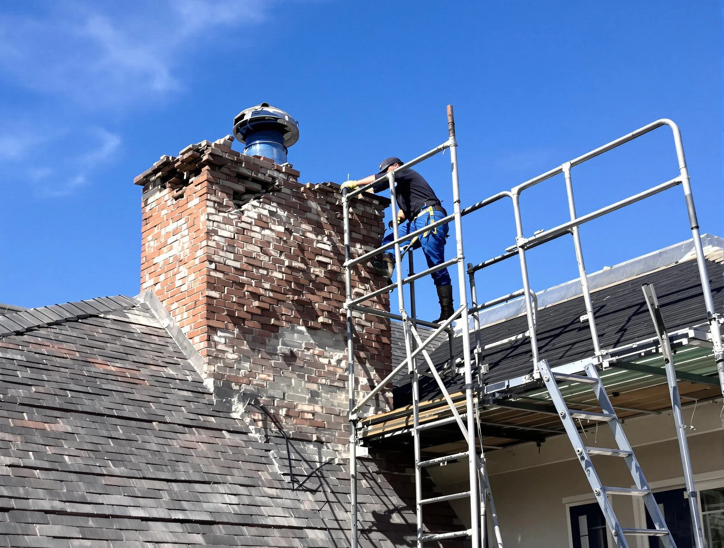 Rebuilding a chimney structure by Longmont Chimney Sweep in Longmont, CO
