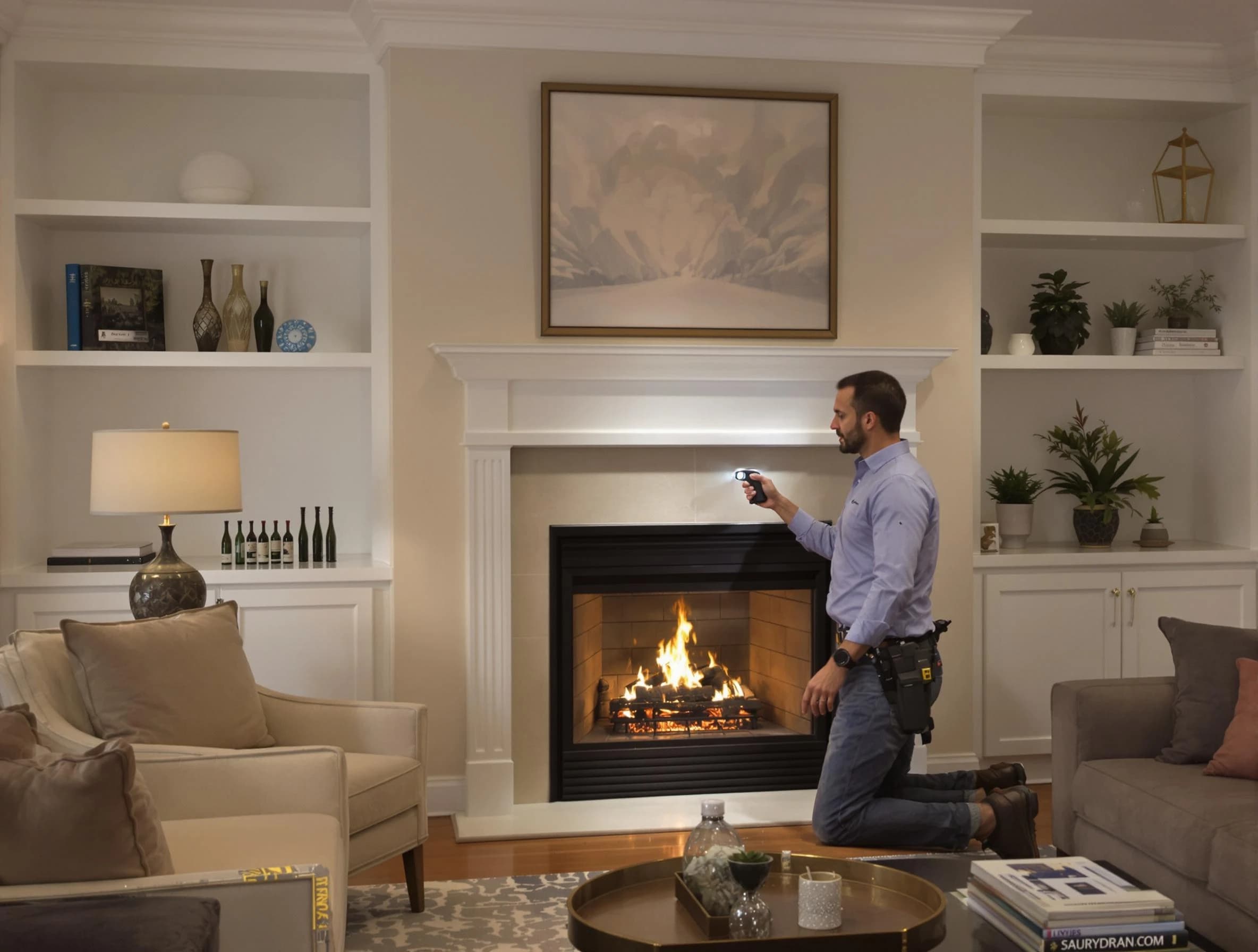 Longmont Chimney Sweep conducting a fireplace safety inspection in Longmont, CO