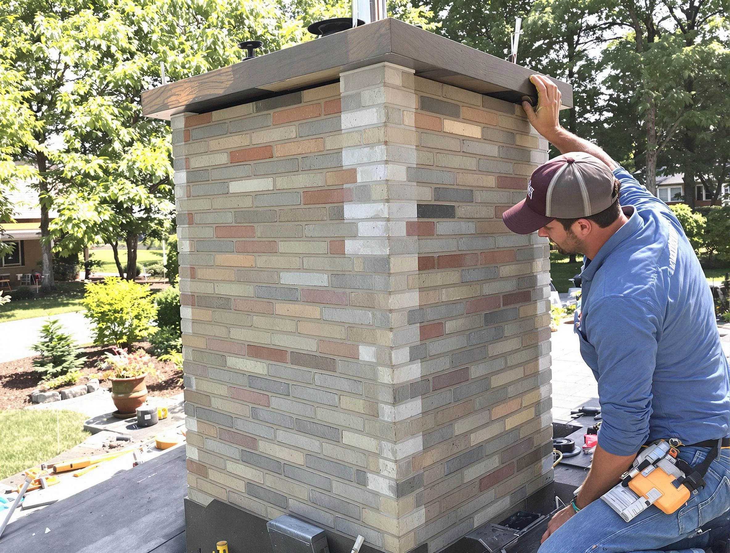 Longmont Chimney Sweep completing a modern chimney remodel in Longmont, CO