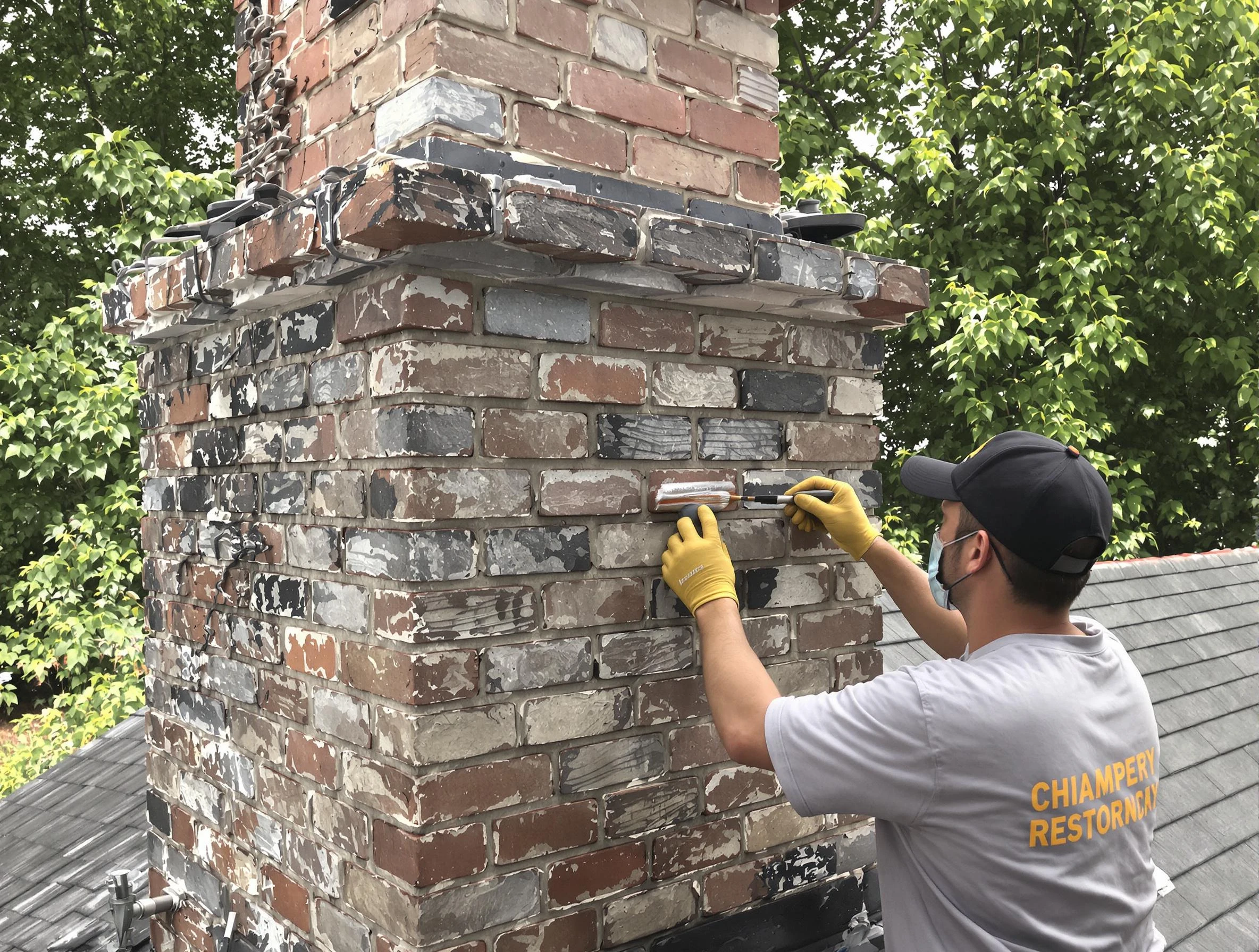 In-progress chimney restoration by Longmont Chimney Sweep in Longmont, CO